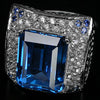 Blue Topaz, White Sapphire, Blue Sapphire Ring (12 carats)