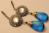 1920s Bohemain Czech Blue Glass Earrings