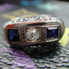 Antique Diamond + Sapphire White Gold Ring
