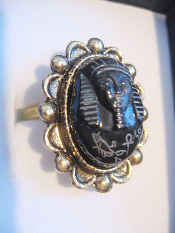 Black Lucite Pharoah Ring - 1940s