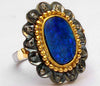 Blue Opal and Diamond Ring - Size 7