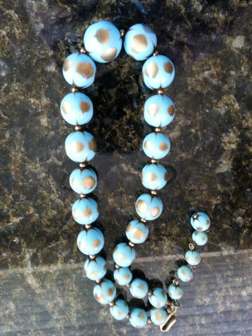 Trifari Blue Bead Necklace - 16