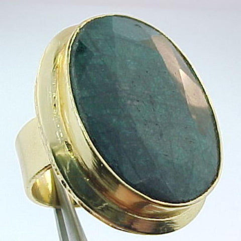 20 Carat Emerald Vintage Gold Vermeil Vintage Ring
