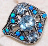 Aquamarine 2ct + Blue Opal Art Deco Style Ring