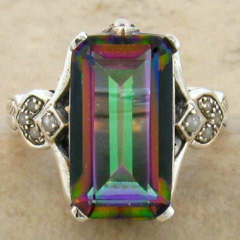 Mystic Topaz + Seed Pearl Ring - 4.5 Carats