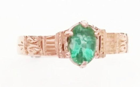 Antique Colombian Emerald Ring in Rose Gold - Size 6.25