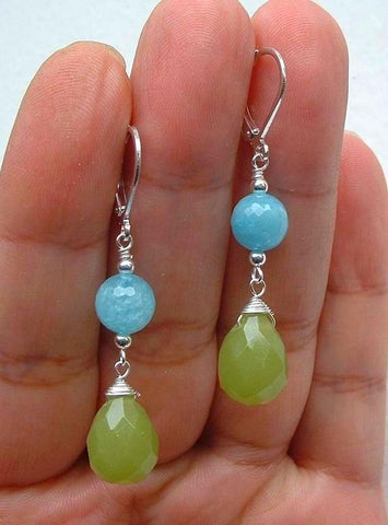 Aquamarine + Jade Earrings