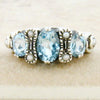 Blue Topaz + Pearl Ring - Size 9