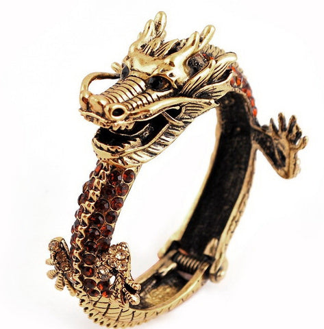Bronze Swarovski Dragon Cuff