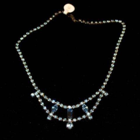 Delicate Vintage Blue Rhinestone Necklace