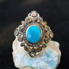 Diamond + Turquoise ring. Size 6.5