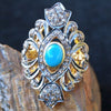 Diamond + Turquoise ring. Size 7.25
