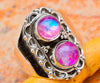 Double Pink Moonstone Ring - Size 6