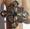 Emerald and Diamond Cross Ring - Size 7