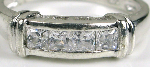 Estate Princess Cut White Sapphire Ring - Size 8