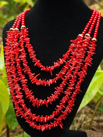 Vintage 5-Strand Coral Necklace