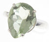 Green Amethyst Pear Ring - Size 8.75