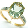 Green Amethyst, diamonds and gold ring