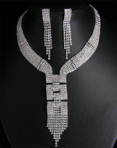 Hollywood Style Swarovski Necklace + Earrings