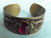Intricate Art Deco Cuff with Red Stone