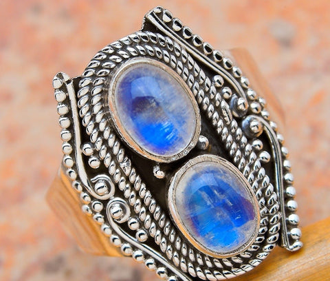Moonstone Silver Ring - Size 7.75