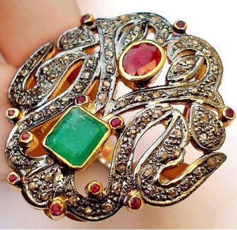 Ruby, Emerald, Diamond Ring