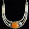 Tibetan Silver Petrified Beeswax Necklace Set