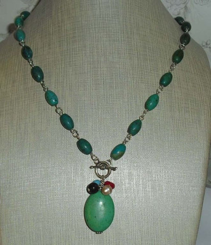 Turquoise Bead + Silver Necklace