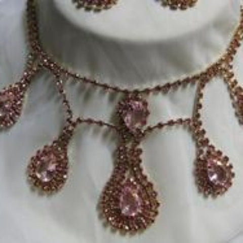 Victorian Inspired Pink Drop Necklace Set
