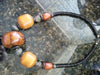 Vintage Amber Beaded Tribal Necklace -24"