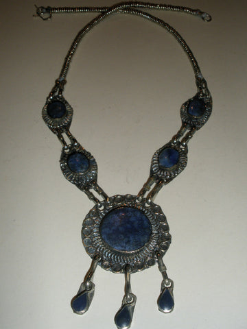 Vintage Lapis Drop Necklace - 20