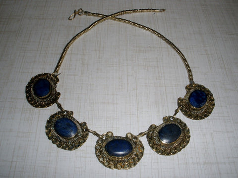 Vintage Lapis Tribal Necklace -18