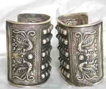 Vintage Repousse Silver Cuffs - PAIR