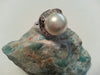 White Shell Pearl + White Topaz Curve Ring - Size 6