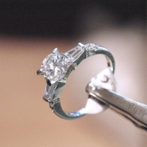 White Topaz & Silver Engagement Ring