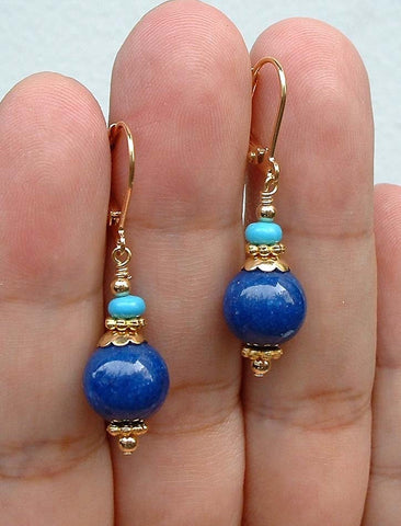 Lapis + Turquoise Gold Accented Earrings