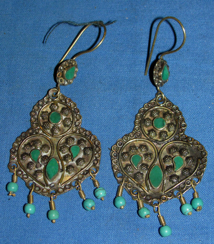 Malachite + Turquoise Alpaca Silver Earrings