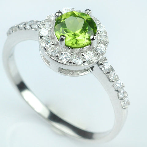 Peridot and White Topaz Ring - Size 8