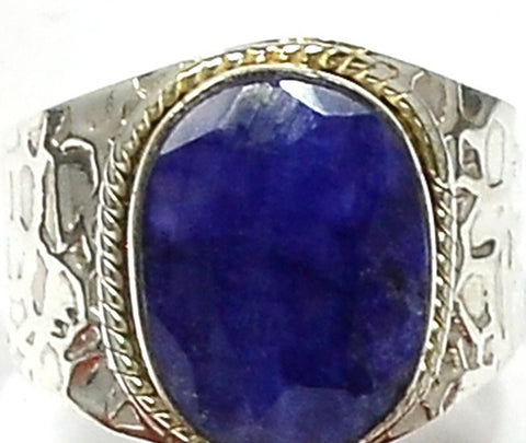 Sapphire Ring Decorative Silver Band - Size 6.5