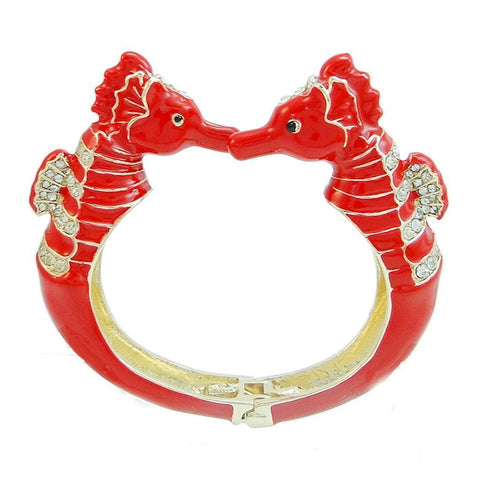 Red Enamel Seahorse Cuff