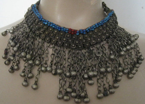 Vintage Afghani Silver Beaded Necklace