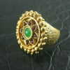 Turkish Ring with Emeralds + Carnelian - Size 8.5