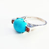 Art Deco Turquoise and African Ruby Ring - Size 7