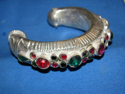 Vintage Silver Jeweled Cuff