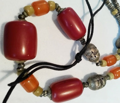 Vintage Tribal Coral Silver Necklace