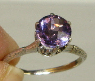 Amethyst Prong Set Vintage Ring (1.25 carat)