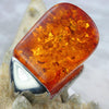 Dramatic 114ct Baltic Amber 18K White Gold Plate Ring