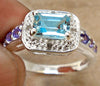 Blue Topaz, Tanzanite and Diamond Ring