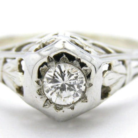 Art Deco Diamond White Gold Engagement Ring