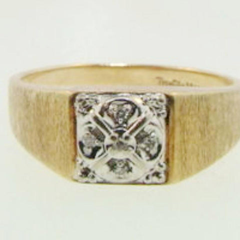 Art Deco Men's Diamond & Gold Ring